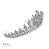 Pivoine Bridal Tiara Milano Sterling Silver and Crystal Handmade Crown 34