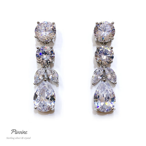 Pivoine Milano Sterling Silver and Crystal Bridal Earrings 118