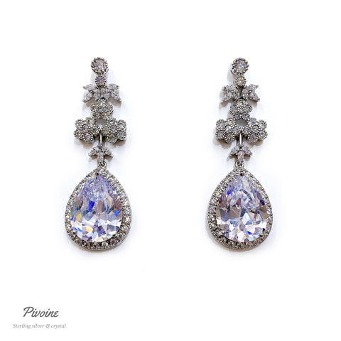 Pivoine Milano Sterling Silver and Crystal Bridal Earrings 119