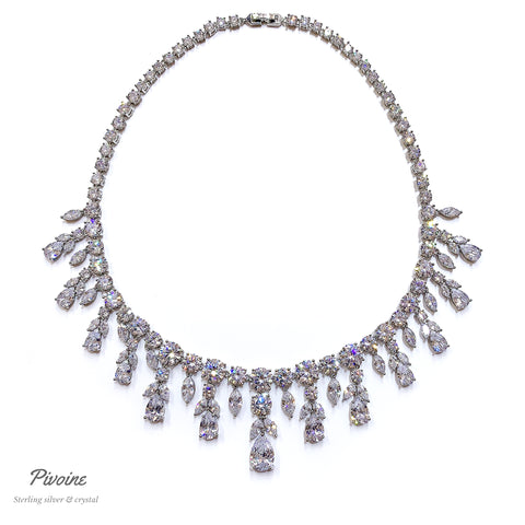 Pivoine Milano Sterling Silver and Crystal Bridal Necklace 60