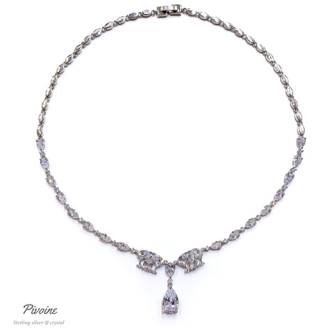 Pivoine Milano Sterling Silver and Crystal Bridal Necklace 55