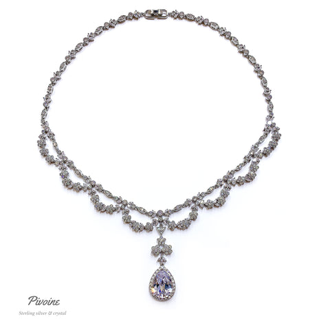 Pivoine Milano Sterling Silver and Crystal Bridal Necklace 59