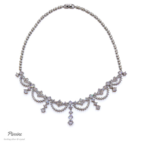 Pivoine Milano Sterling Silver and Crystal Bridal Necklace 58