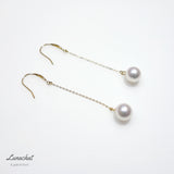 18K金精品8-9mm日本白透粉花珠級AKOYA海水珍珠耳環Akoya Pearl Earrings - Chatnoiremeow