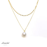 Lunachat 日本工藝 925純銀10mm淡水珍珠雙層頸鍊